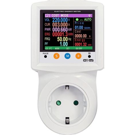 Wattmeter Prize Computeur d'Énergie WiFi Prize Consommation Electric mit 8 einstellbaren Modi, LCD-Bildschirm, Spannungs- und Stromschutz 16A 230V (1/4)