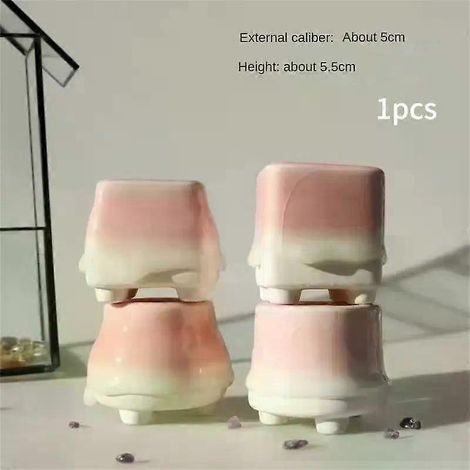 HONORNIC - Pot de fleurs simple et aéré, sans plantes vertes, en céramique émaillée aux couleurs bonbon, style nordique, pour la décoration de jardin. (1/5)