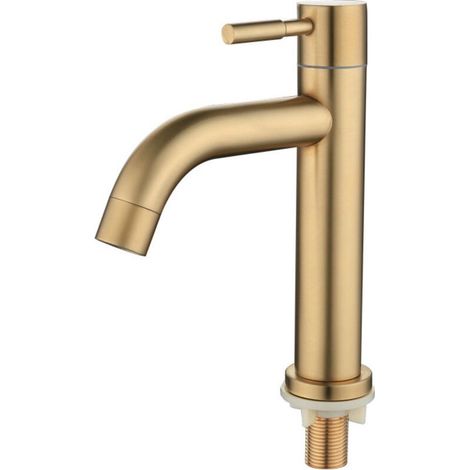 Robinet simple de lavabo à levier unique – Finition or brossé – Noyau de valve en céramique – Résistant à la corrosion