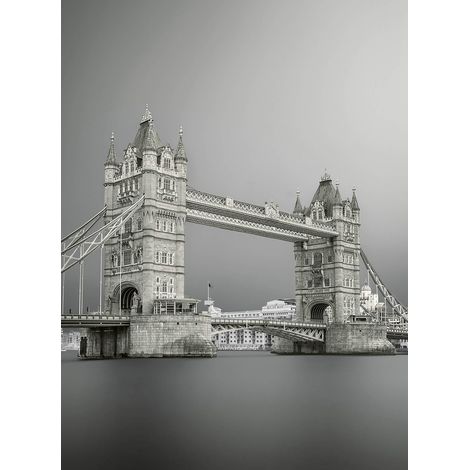 Papier peint panoramique urbain | Tapisserie panoramique londres pont de la tour | Papier peint panoramique noir et blanc salon et chambre - 192 X 260 cm (4 pièces) (1/2)