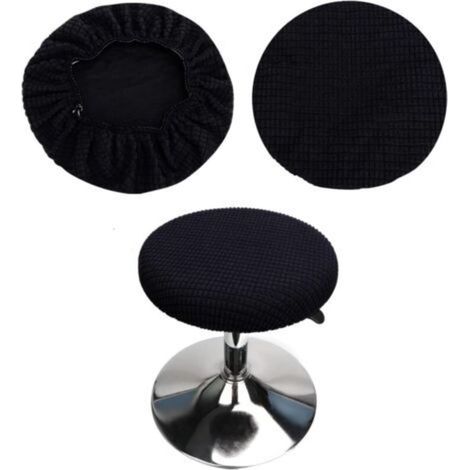Runde Hockerbezüge (2er-Set schwarz), passend für Hocker 28-40cm, Bar und Café, elastische runde Hockerbezüge, waschbar und pflegeleicht, weich und strapazierfähig