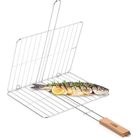 Grill Basket with Wooden Handle, 33x29 cm Metal (1/5)