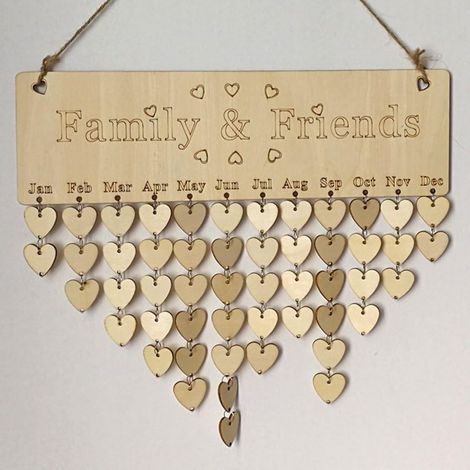 Famille amis anniversaire rappel Calendrier plaque en bois Tableau avec étiquettes pour décoration de la maison (1/5)