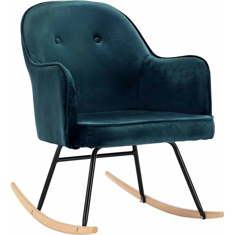 Silla mecedora de terciopelo azul vidaXL (1/5)