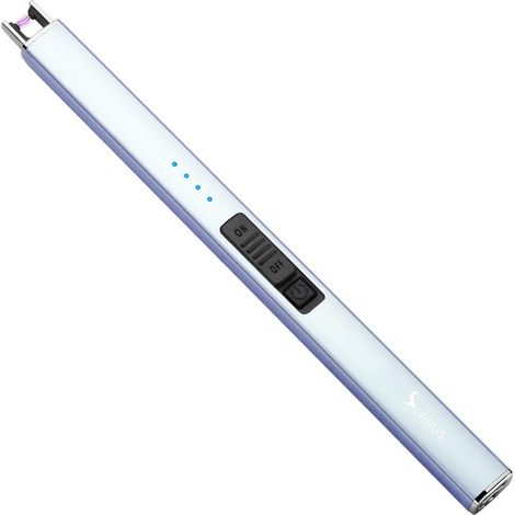 Briquet électrique à Arc, Coupe-Vent, sans Flamme, USB, Rechargeable, avec Serrure de sécurité, pour Bougie, Barbecue, Camping, Bleu (1/5)
