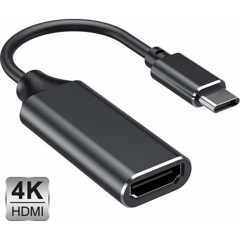 USB C to HDMI Adapter, Type C to HDMI 4K Adapter (Thunderbolt 3 Compatible) for MacBook Pro 2018/2017, iPad Pro 2018, Samsung Note 9 / S9 / S10, Huawei Mate 20 / P20 and more (Black) (1/4)