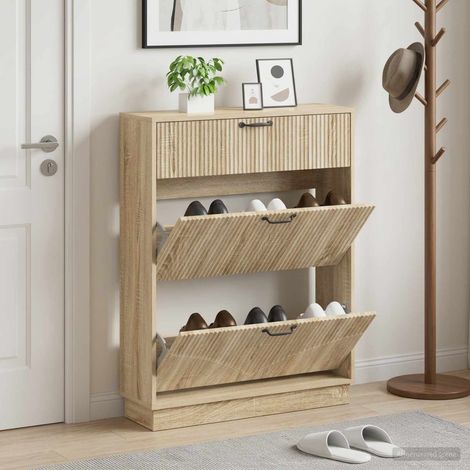 vidaXL Shoe Cabinet HOORN 78 x 24 x 100 cm Engineered Wood Sonoma Oak (1/5)