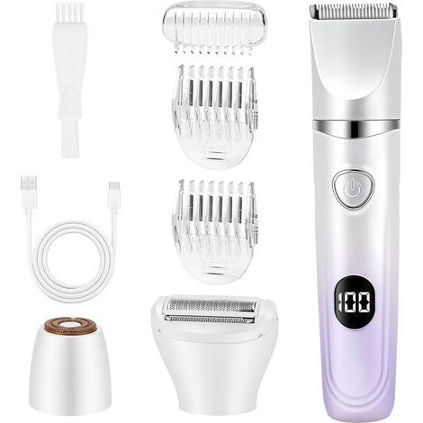Rasoir pour femme, tondeuse bikini 3 en 1 avec écran LED, étanche IPX6, sans fil, utilisable sur peau sèche ou humide, rasoir électrique pour le corps, les bras, les jambes et les aisselles (1/5)