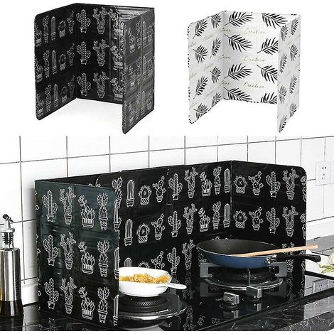 Pare-éclaboussures pliable pour cuisine, protection anti-graisses, noir (1/5)