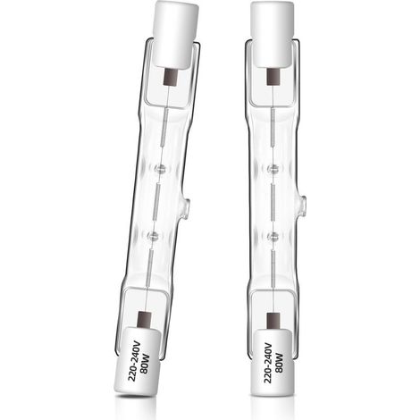 2er-Pack R7s-Lampen, 78 mm, 80 W, dimmbar, 1400 lm, 2700 K, für Flutlichtstrahler und Sicherheitsbeleuchtung (1/5)