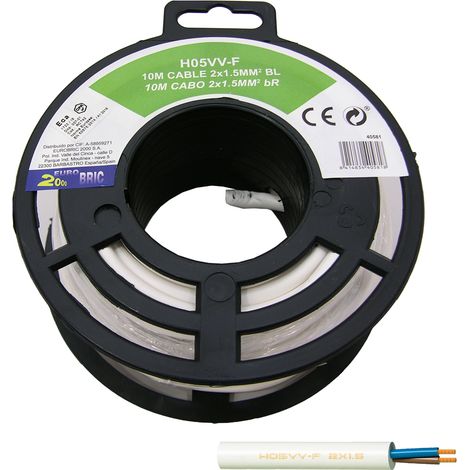 10m cable manguera redonda H05VV-F  2x1,5mm² blanco