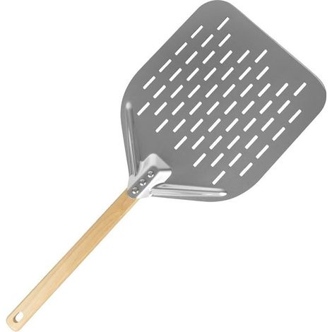 Pelle à pizza perforée professionnelle 40x30 cm – Acier inoxydable avec poignée amovible – Pour four à pizza et barbecue