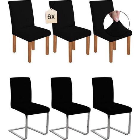 Stuhlhussen 6er Set Schwarz, Stretchbezüge für Schwingstühle, abnehmbar & waschbar (1/5)