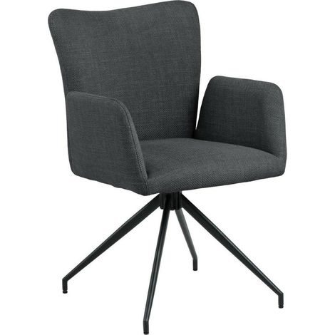Silla giratoria Laura con reposabrazos, gris, tapizada.