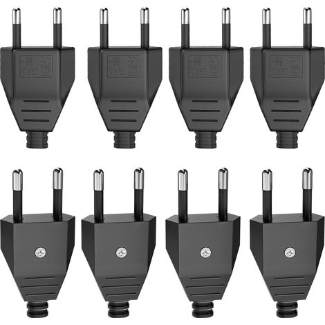 8 Pièces Prise Electrique Male, Fiche Male Prise Electrique 250V 2.5A, Prise Male Plate, Fiche Euro Schuko Fiche D'alimentation Domestique Décorative à Encastrer ou à Remplacer, Prise Electrique Male (1/5)
