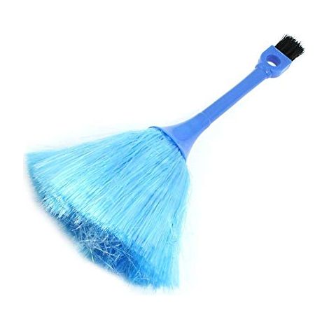 [NUNCA UTILIZADO]Cepillo de microfibra Lujiaoshout para limpieza de teclados, delicado, con dos extremos antiestáticos, para limpieza en polvo, color ceniza, azul (1/4)
