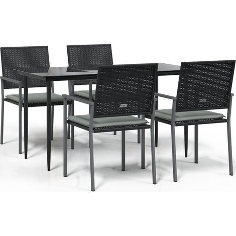 Ensemble à manger de jardin 5 pcs,Salon de jardin coussins résine tressée acier CFW70389 (1/5)
