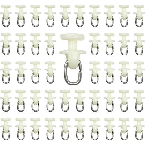 100 Stück Vorhangschienenrollen (weiß) Innenschiene, Vorhanghaken, Schienenschieber, Vorhangrolle, Kunststoff-Vorhangschiene