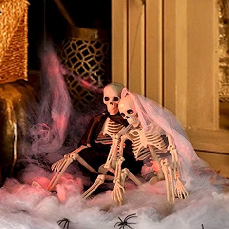 Halloween-Skelett, realistisches menschliches Plastikskelett, Geisterbrautpaar-Skelettdekoration, Brautskelett + Bräutigamskelett (1/5)