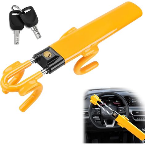 Antivol de volant avec double crochet - Antivol de volant pour voiture - Universel - Réglable - Pour voiture, camping-car, caravane (1/5)