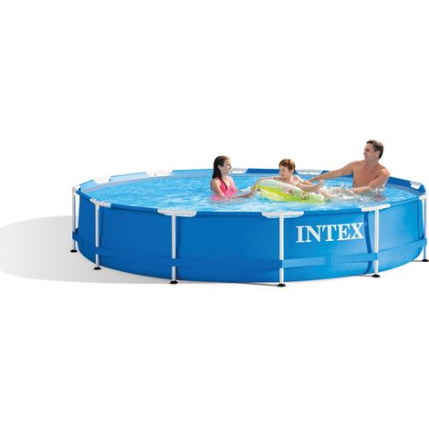 Intex Frame Swimming Pool Set Serie "Rondo", Ø 366 x 76 cm, Inkl. Kartuschenfilteranlage