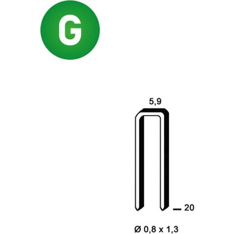 8 000 Agrafes Galvanisées K-20 - 5.9x20x0.8x1.3 mm - D-Work