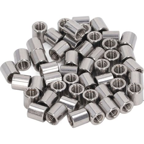 Rundstangenverbinder aus Edelstahl 304, Kupplungsmutter, Innengewinde M6x1, 0–10 mm, Länge 11 mm, 50 Stück – Crezuo