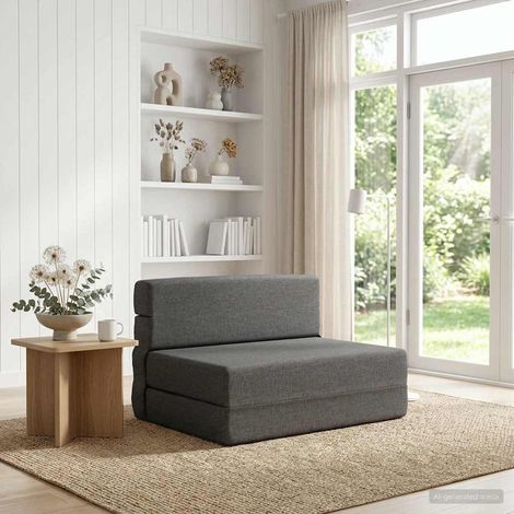 Sofá Cama Plegable Gris Claro 100 x 80 x 60 cm Tela