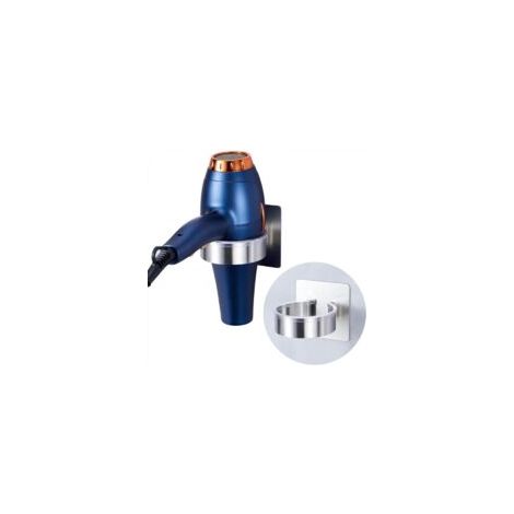 Soporte de pared para secador de pelo, organizador de accesorios para el cabello, soporte adhesivo para secador de pelo (plateado). - Crezuo