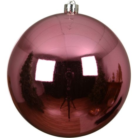 pallina di natale infrangibile lucida D 14 cm rosa tenue Peraga Christmas