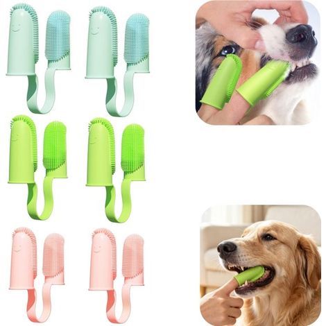 Brosse à dents 6 pièces brosse à dents de nettoyage brosse à dents pour doigt brosse à dents pour chien (multicolore, 61,85 cm) (1/5)