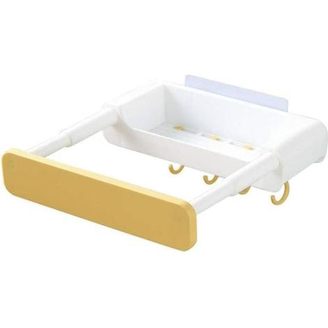 Soporte oculto para fregadero con estante retráctil, no requiere taladrar, para cocina, baño y hogar (amarillo) (1/5)