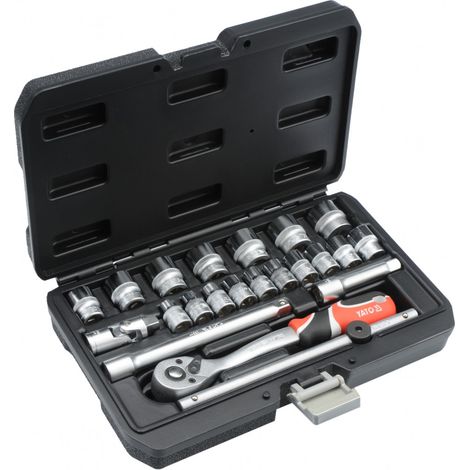 Steckschlüssel Set 22-tlg. Ratschenkasten 3/8" Knarrenkasten Nusskasten KFZ Satz (1/5)