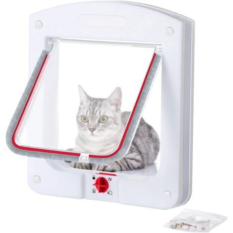BUNTHAUS 24x20x3,Chatière Magnétique à 4 Voies pour Chat Porte de Passage Sécurisée pour Animaux de Compagnie avec Puce (1/5)