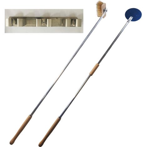 KIT SET PALA 18 + SPAZZOLA P.+ SUPPORTO A MURO PIZZA FORNO LEGNA PALE PIZZE 3PZ (1/3)