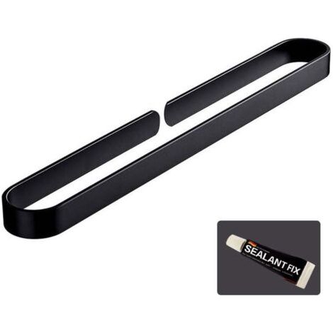 Porte-serviettes noir de salle de bain, porte-serviettes mural en forme de U, anneau à serviettes collant, porte-serviettes non percé, 40CM (1/4)