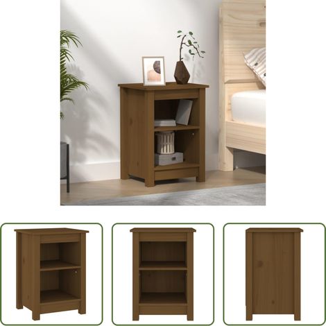 Bois de pin massif - Table de chevet Marron miel 40x35x55 cm Bois de pin solide (1/5)