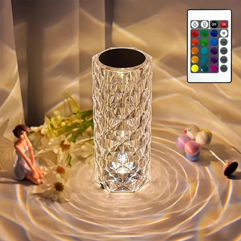 Lampe De Table Led - 16 Couleurs - Cristal Diamant - Télécommande Et Commande Tactile - Pour Chambre À Coucher Et Salon - 1 Pièce (1/5)