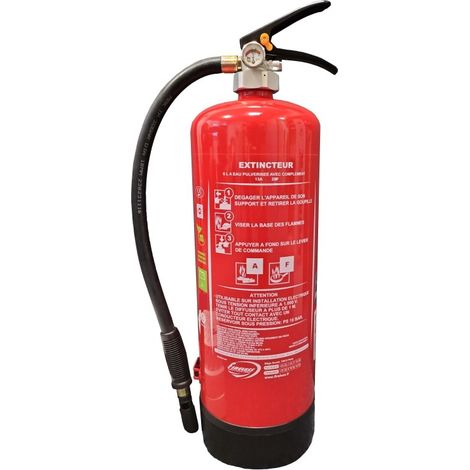 Mobiak – Extincteur 6L lithium classe 13A 25F – À pression permanente avec manomètre – Certifié NF, CE, MED – Support mural inclus (1/3)