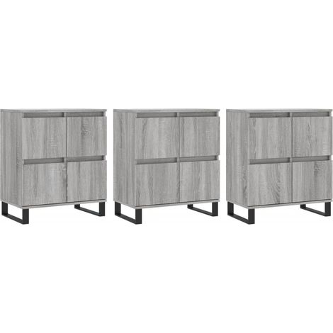 Aparador buffet cómoda mueble unidad de almacenamiento organizador cocina salón salón 3 piezas madera contrachapada Sonoma gris 020037175 (1/5)