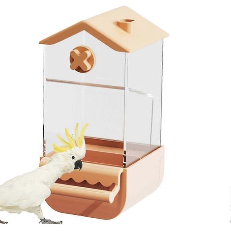 Distributeur automatique de graines pour perruches et calopsittes, mangeoire à grains pour inséparables avec bol anti-éclaboussures, jaune 2025 (1/5)