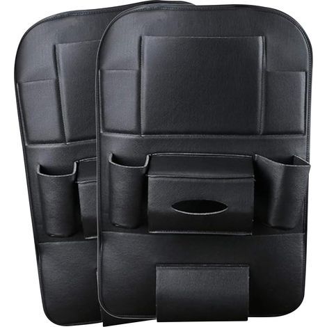 2 Packs organisateurs de Voiture en Cuir PU, Housse de Protection de siège arrière, Organisateur de siège arrière de Voiture Kick Mat avec 10.1 "Support pour iPad/Tablette - Noir (1/5)