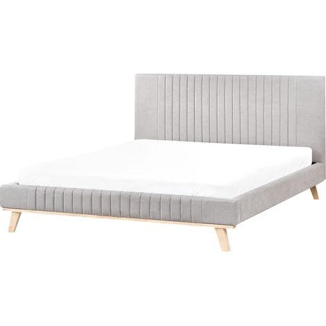 Cama con somier de chenilla 160 x 200 cm capitoné aspecto moderno gris claro Talence