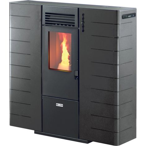 stufa a pellet slim canalizzata canadian stove "slim 10c" grigio puntinato 9,01 kw