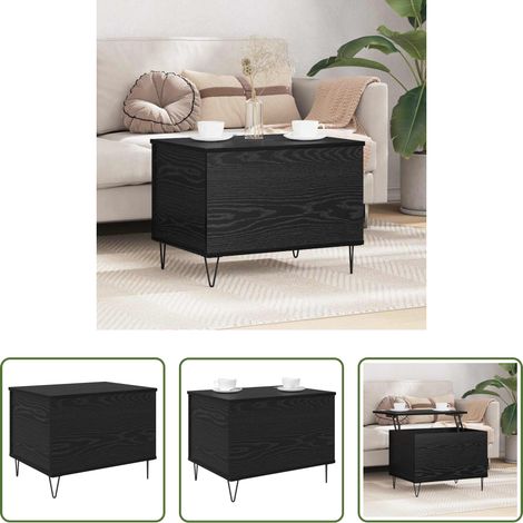 Plateau relevable - Table basse Chêne noir 60 x 44,5 x 45 cm Bois d'ingénierie (1/5)