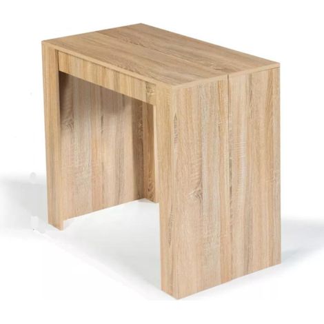 Concept-Usine – Table console extensible en bois 140 cm – 6 places – Idéale pour salle à manger ou bureau – Nettoyage facile avec chiffon humide (1/4)