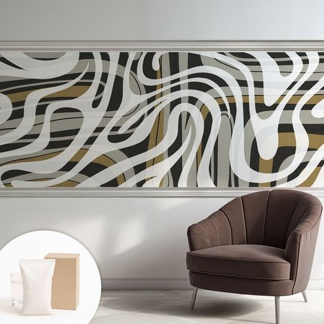 Papier peint avec colle pour décoration moderne de salon chambre à coucher cuisine et bureau Facile Lignes abstraites 250x104 cm (1/5)