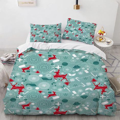 Polyester De Haute Qualité Housse De Couette Pere Noel Père Noël Anti-Rides sans Repassage 140 X 200 Cm Housse De Couette 140X200 Enfant Livré avec 2 Taies d'oreiller 65X65Cm - 140 x 200 cm (1/5)