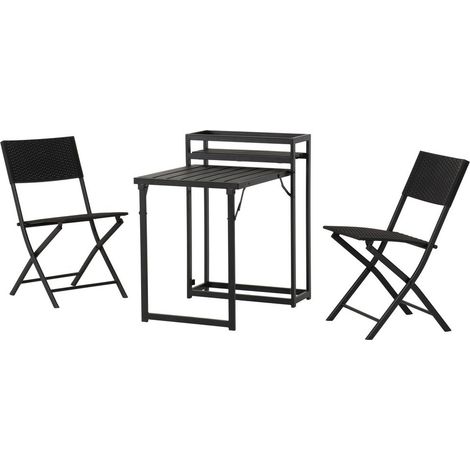 Foldaway 1+2 Garden Set - Metal/Plastic - Black