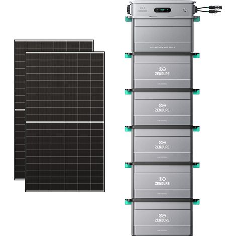 Zendure SolarFlow 800 Pro 2 Balkonkraftwerk-Set– 2x 500W bifaziale Solarmodule + 5x AB2000L Akkus (9.600 Wh, 2.640W MPPT, 96% Effizienz)